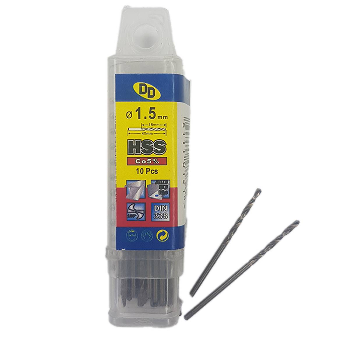 مته آهن و چوب 5 درصد Hss کبالت DD سایز  1.5 میلیمتر